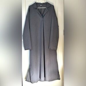 Lightweight low-wrinkle collared shirtdress tunic in beautiful slate blue/gray